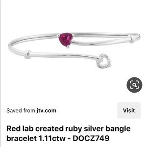 New JTV Lab Created Ruby Heart Bangle Bracelet